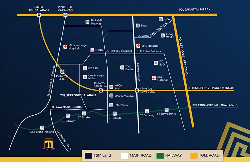 lokasi perumahan tsm land serpong